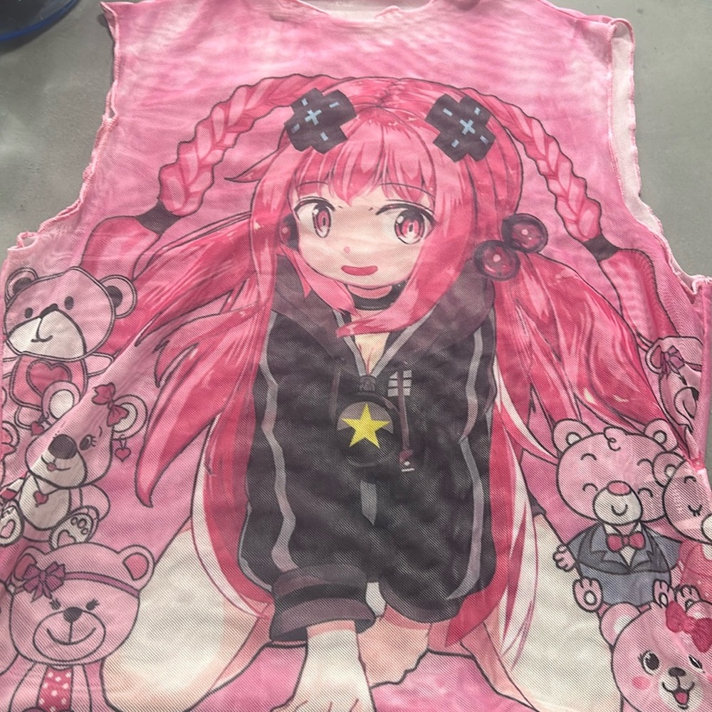Mesh anime girl cover shirt